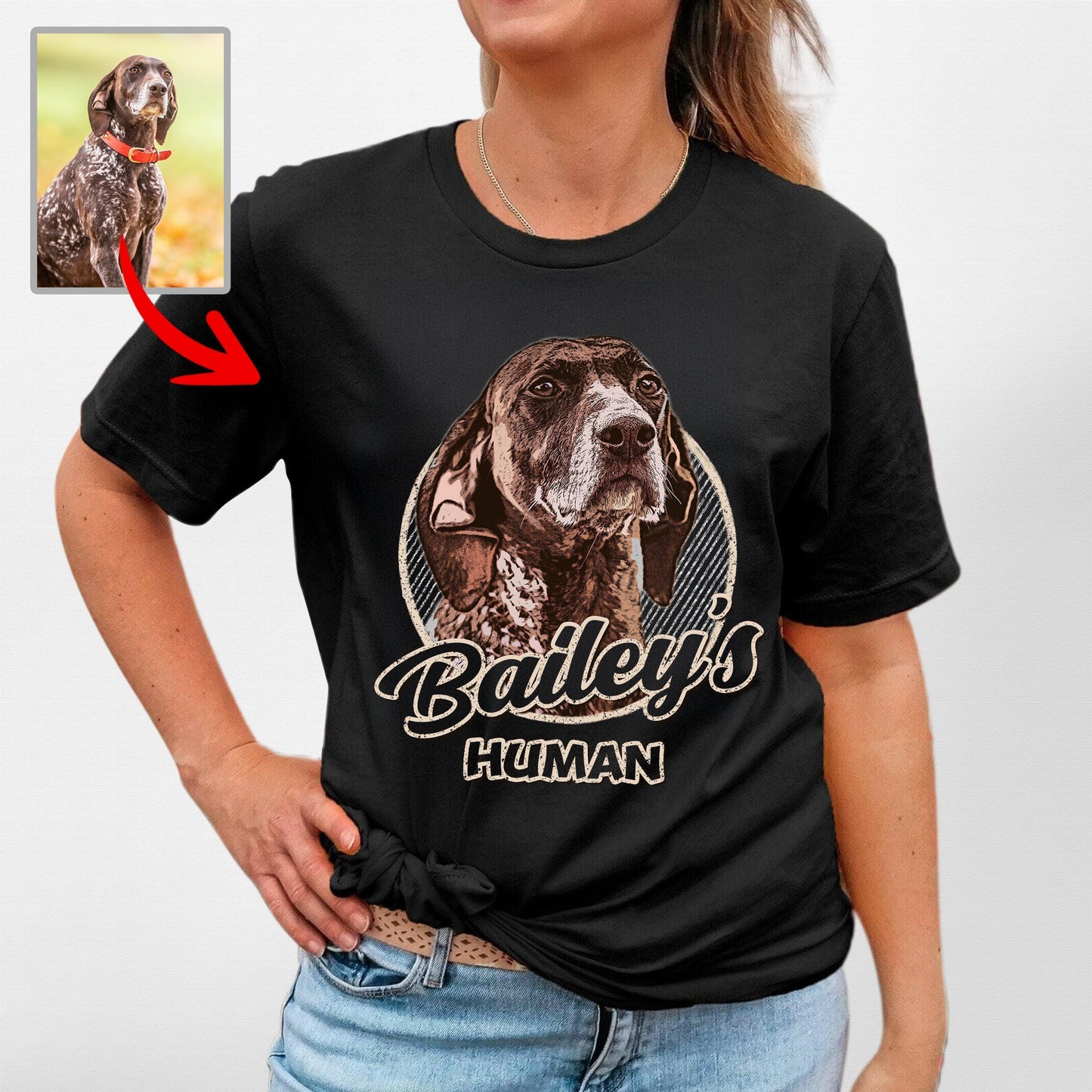 Vintage Graphic Custom Dogface Unisex Shirt, custom pet portrait gift for pet lovers (view 12)