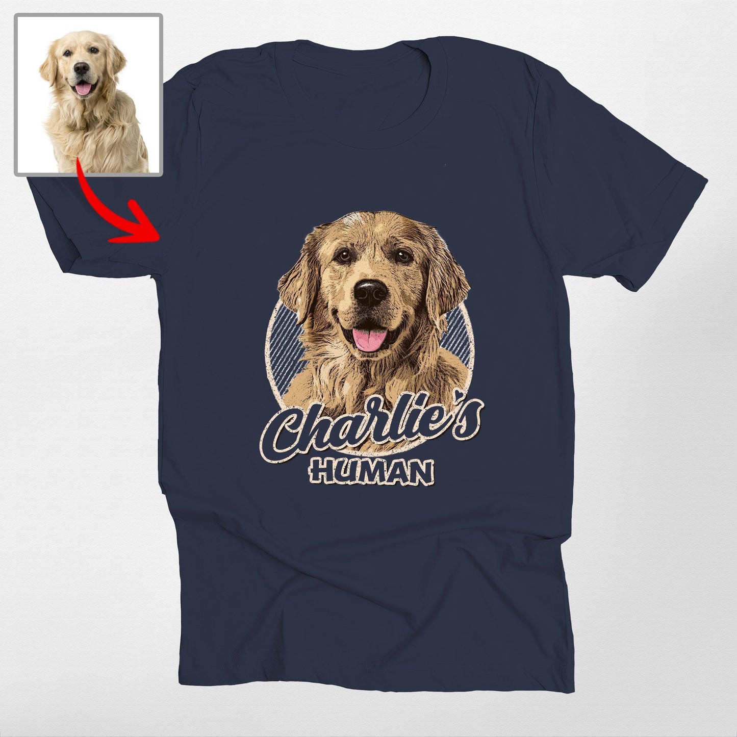Vintage Graphic Custom Dogface Unisex Shirt, custom pet portrait gift for pet lovers (view 18)