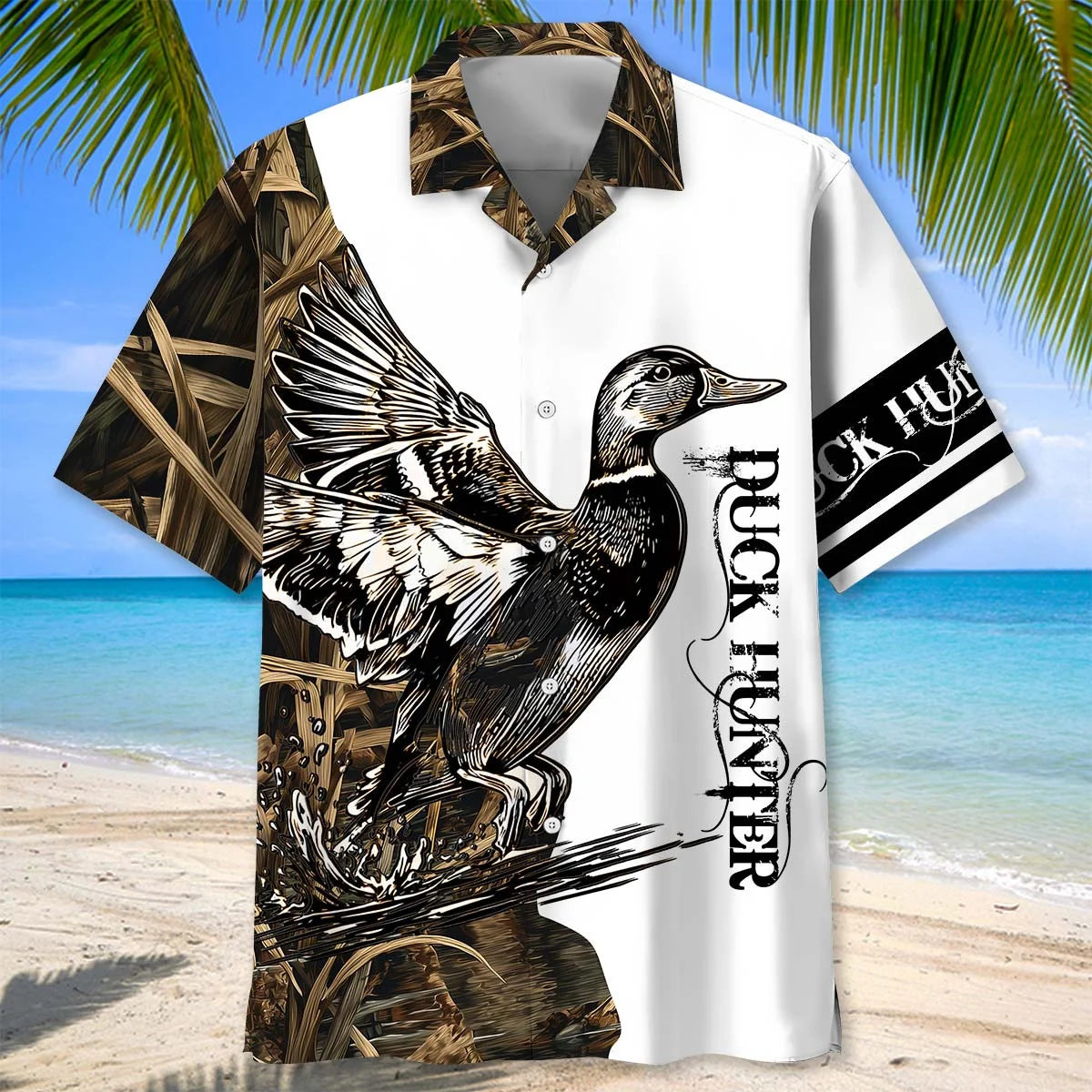 Vintage Graphic Duck Hunting Hawaiian Shirt, custom shirt gift for men (view 2)