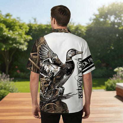 Vintage Graphic Duck Hunting Hawaiian Shirt, custom shirt gift for men (view 3)