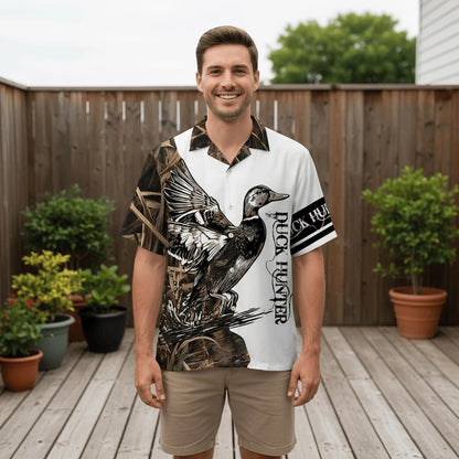 Vintage Graphic Duck Hunting Hawaiian Shirt, custom shirt gift for men (view 4)