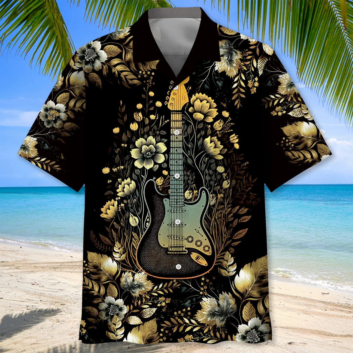 Vintage Guitar Hawaiian Shirt, custom shirt gift for men (view 3)