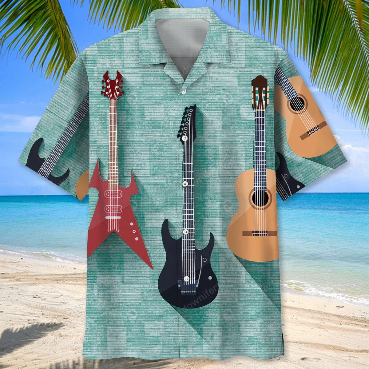 Vintage Guitar Hawaiian Shirt, custom shirt gift for men (view 5)