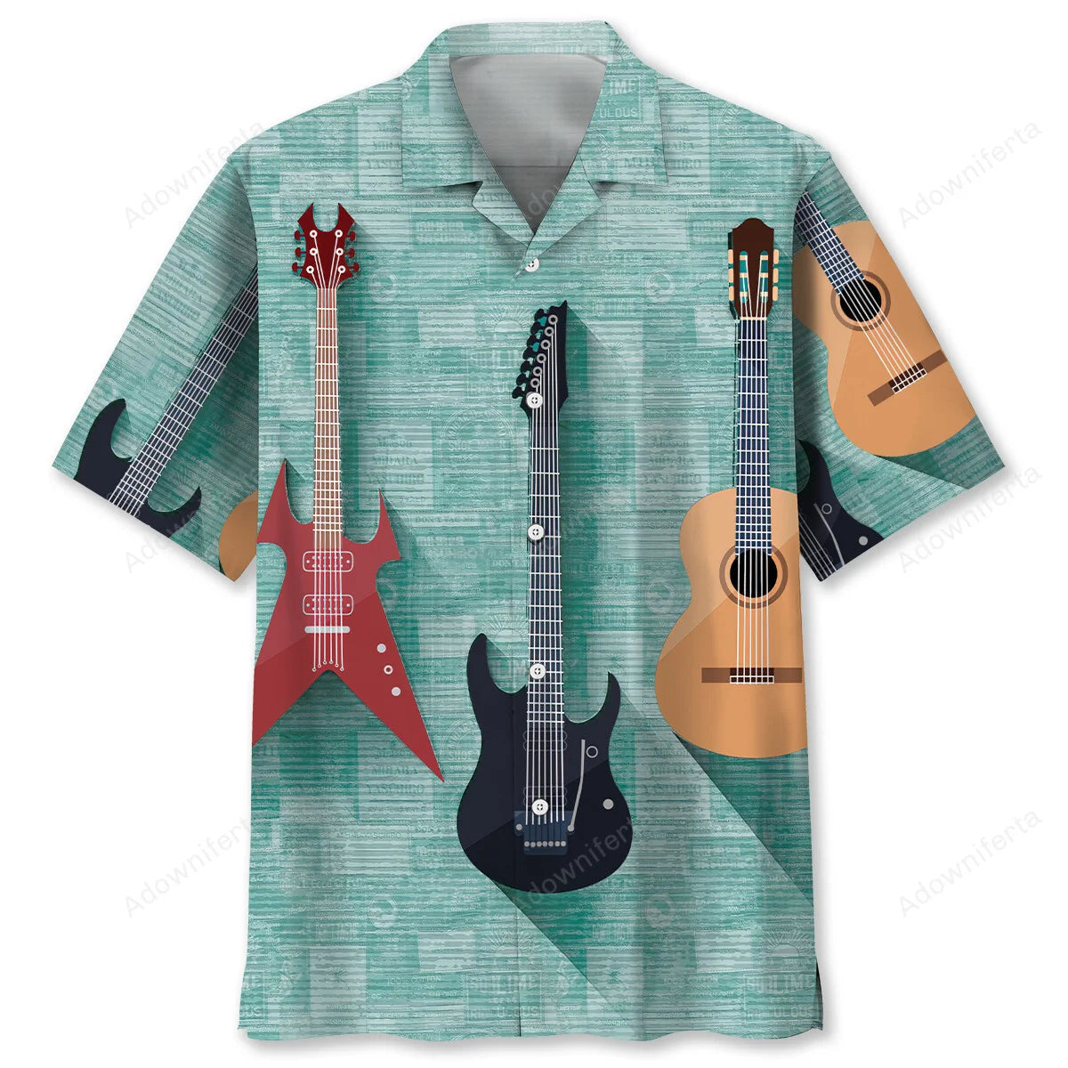 Vintage Guitar Hawaiian Shirt, custom shirt gift for men (view 8)