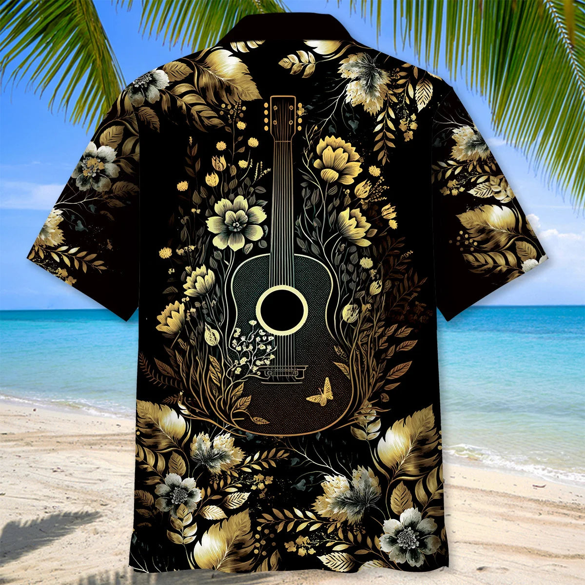 Vintage Guitarist Hawaiian Shirt, custom shirt gift for men (view 4)