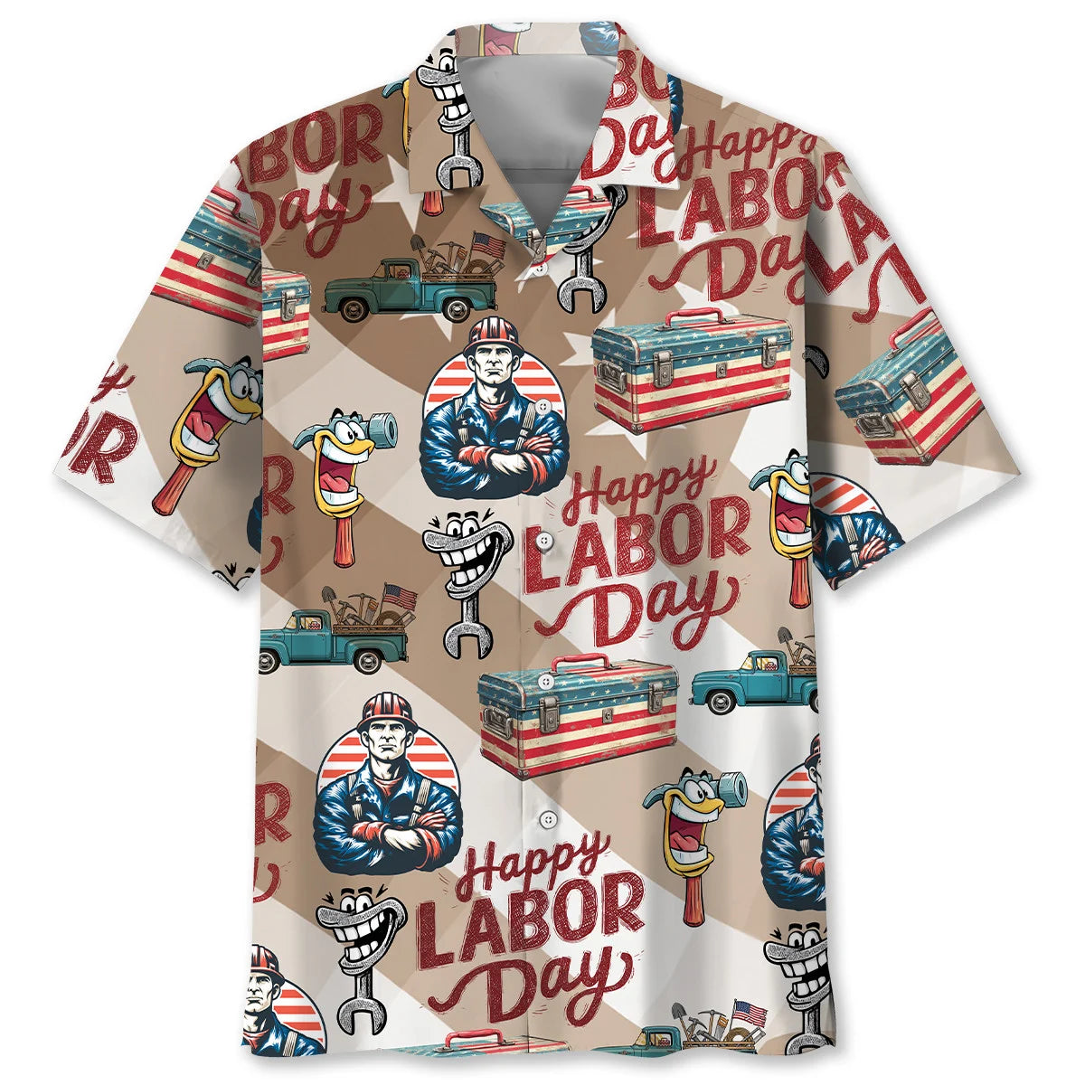 Vintage Happy Labor Day Hawaiian Shirt, custom shirt gift for men