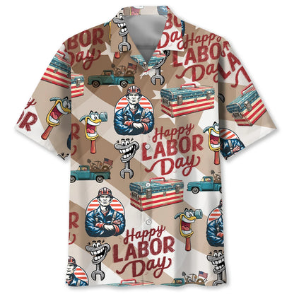 Vintage Happy Labor Day Hawaiian Shirt, custom shirt gift for men