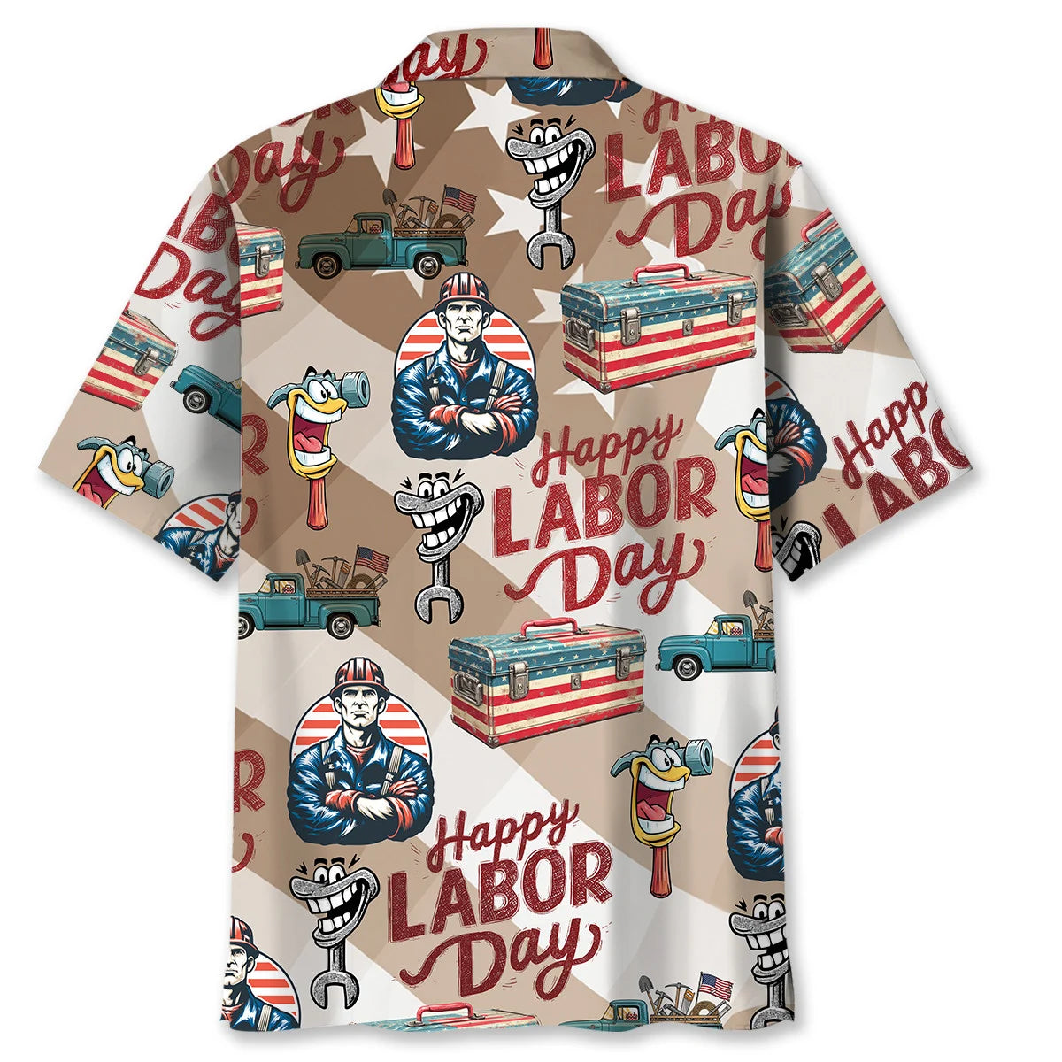 Vintage Happy Labor Day Hawaiian Shirt, custom shirt gift for men (view 4)