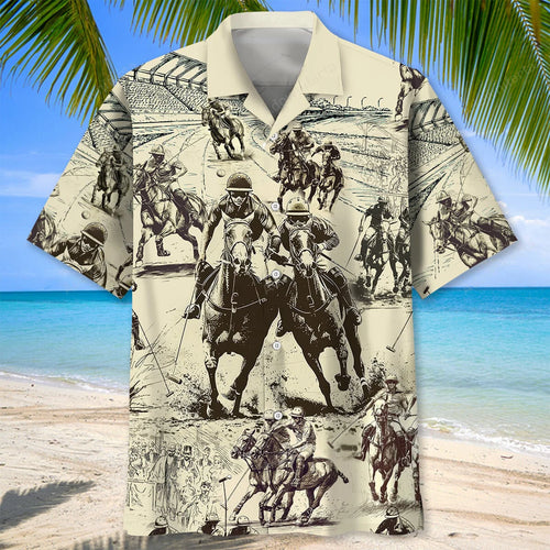 Vintage Horse Polo Sport Hawaiian Shirt, custom shirt gift for men
