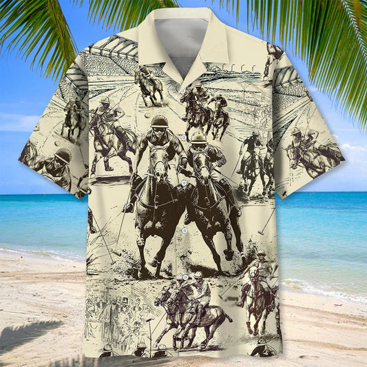 Vintage Horse Polo Sport Hawaiian Shirt, custom shirt gift for men