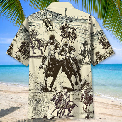 Vintage Horse Polo Sport Hawaiian Shirt, custom shirt gift for men (view 3)