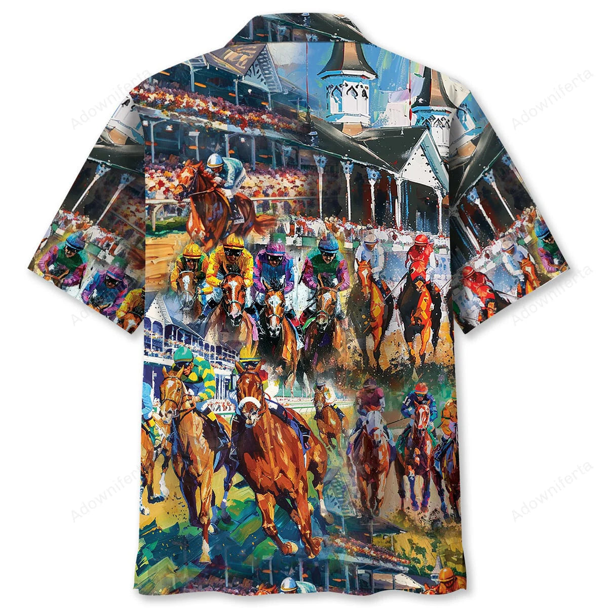 Vintage Horse Racing Art Hawaiian Shirt, custom shirt gift for men (view 4)