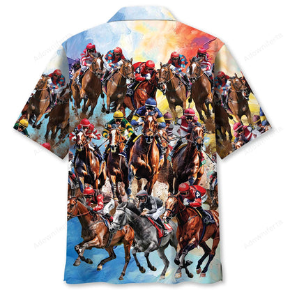 Vintage Horse Racing Lover Hawaiian Shirt, custom shirt gift for men (view 2)
