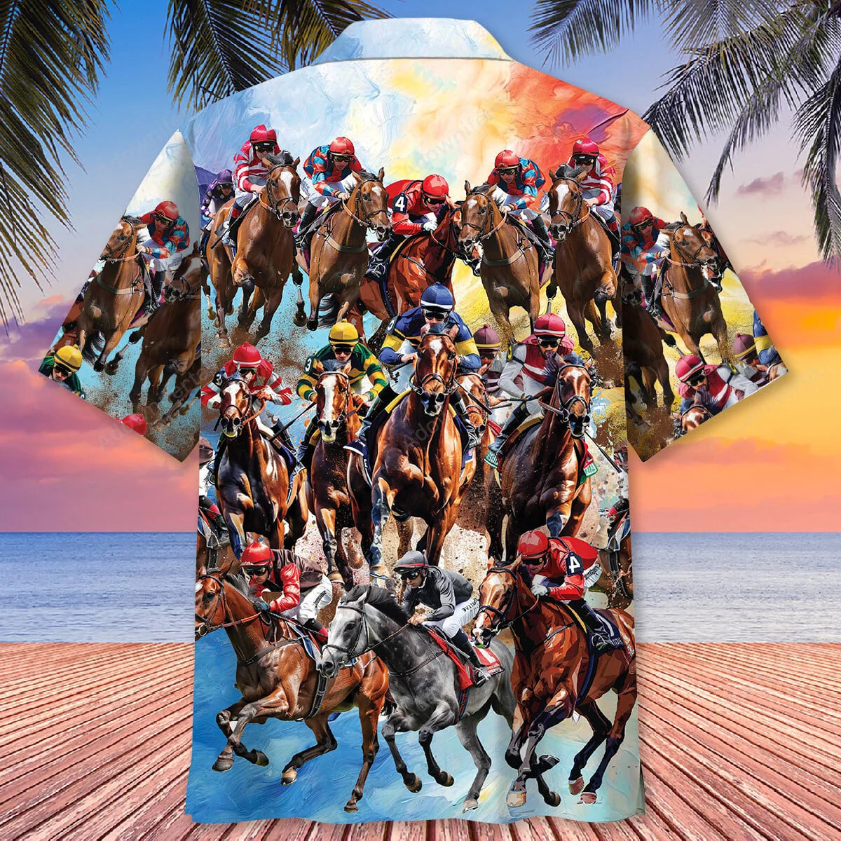 Vintage Horse Racing Lover Hawaiian Shirt, custom shirt gift for men (view 3)