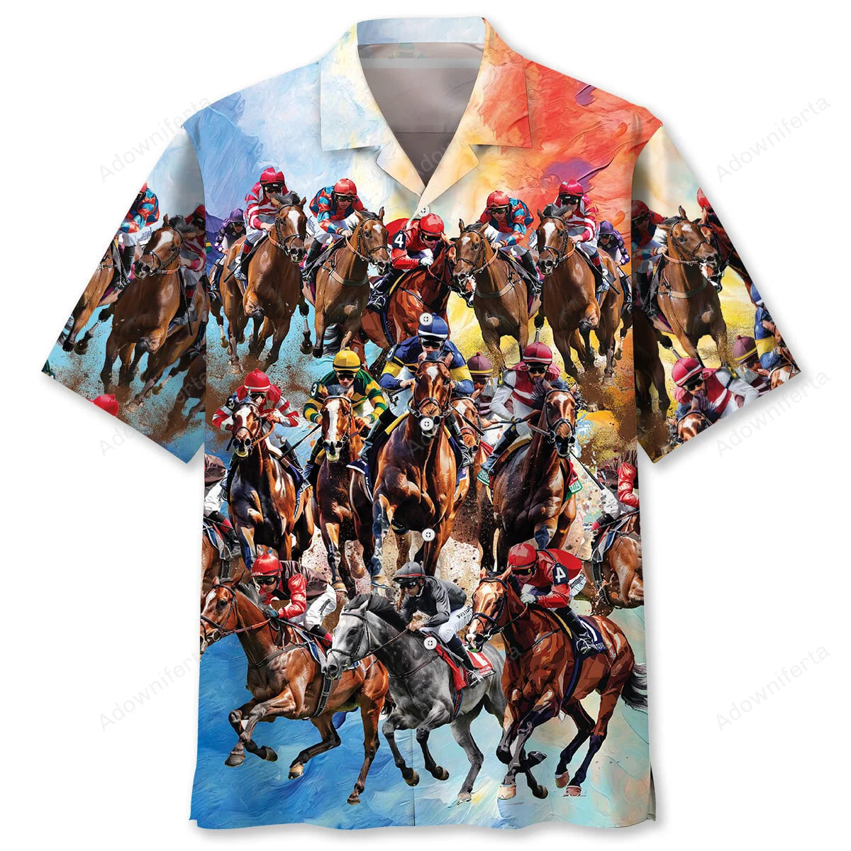 Vintage Horse Racing Lover Hawaiian Shirt, custom shirt gift for men (view 4)