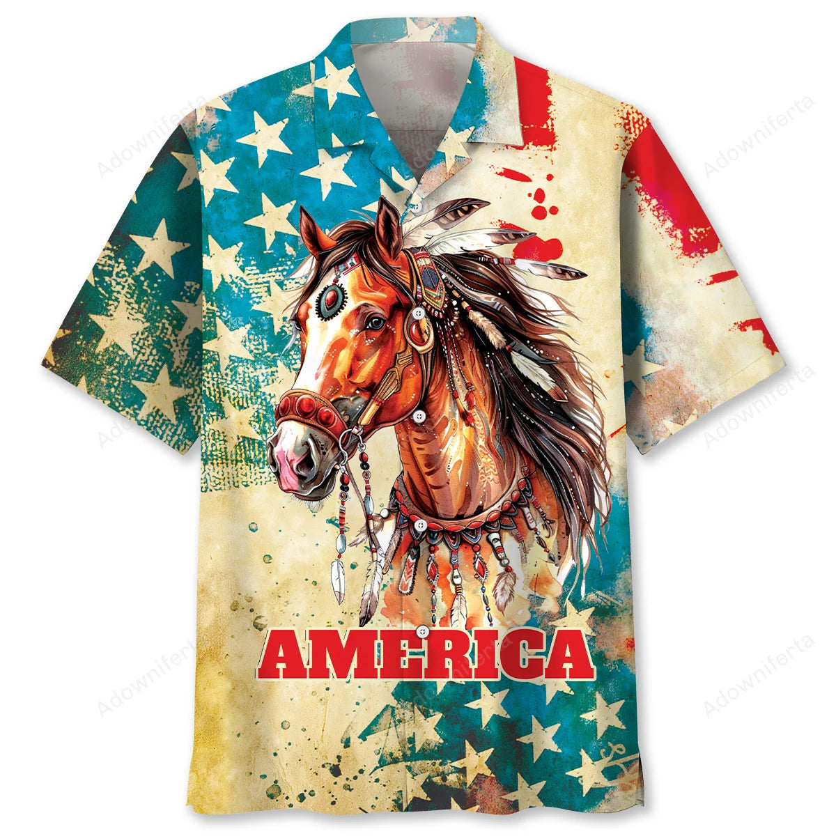 Vintage Horse Usa Hawaiian Shirt, patriotic gift for 4th of July (view 4)