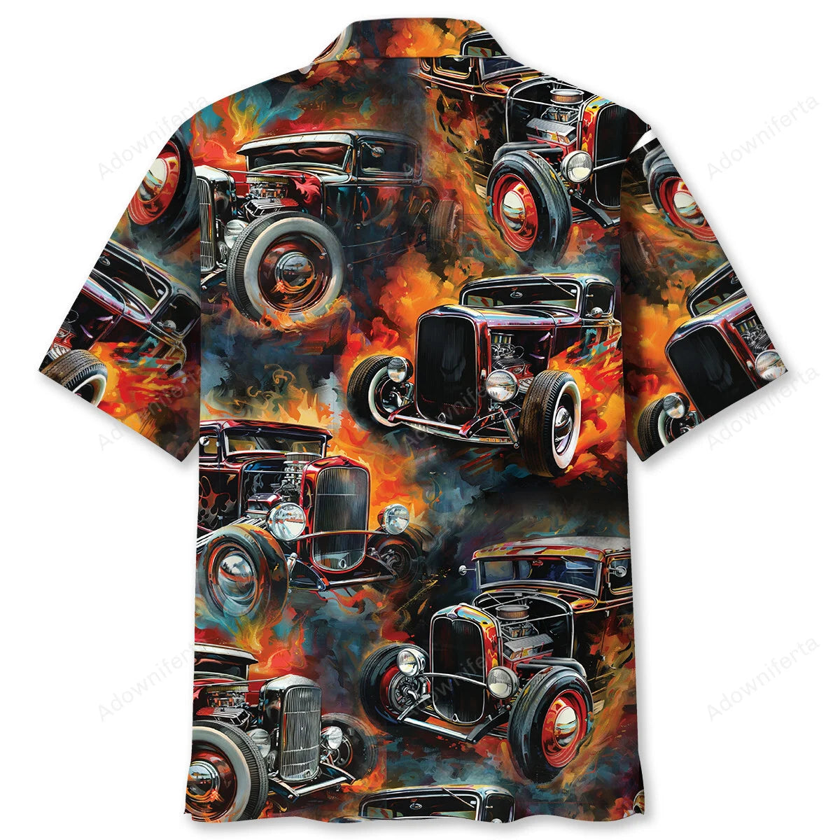 Vintage Hot Rod Art Hawaiian Shirt, custom shirt gift for men (view 2)