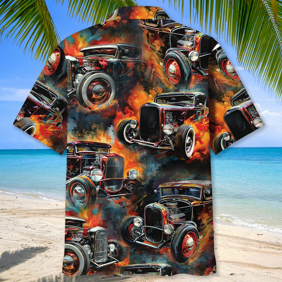 Vintage Hot Rod Art Hawaiian Shirt, custom shirt gift for men (view 3)