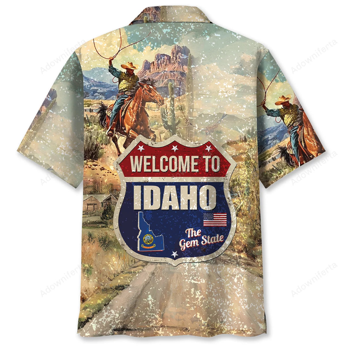 Vintage Idaho State Hawaiian Shirt, custom shirt gift for men (view 3)