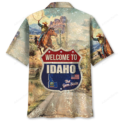 Vintage Idaho State Hawaiian Shirt, custom shirt gift for men (view 3)