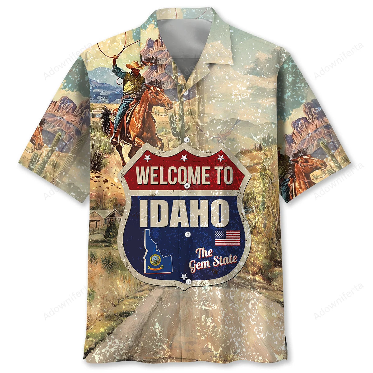 Vintage Idaho State Hawaiian Shirt, custom shirt gift for men (view 4)