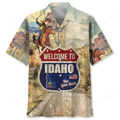 Vintage Idaho State Hawaiian Shirt, custom shirt gift for men (view 4)