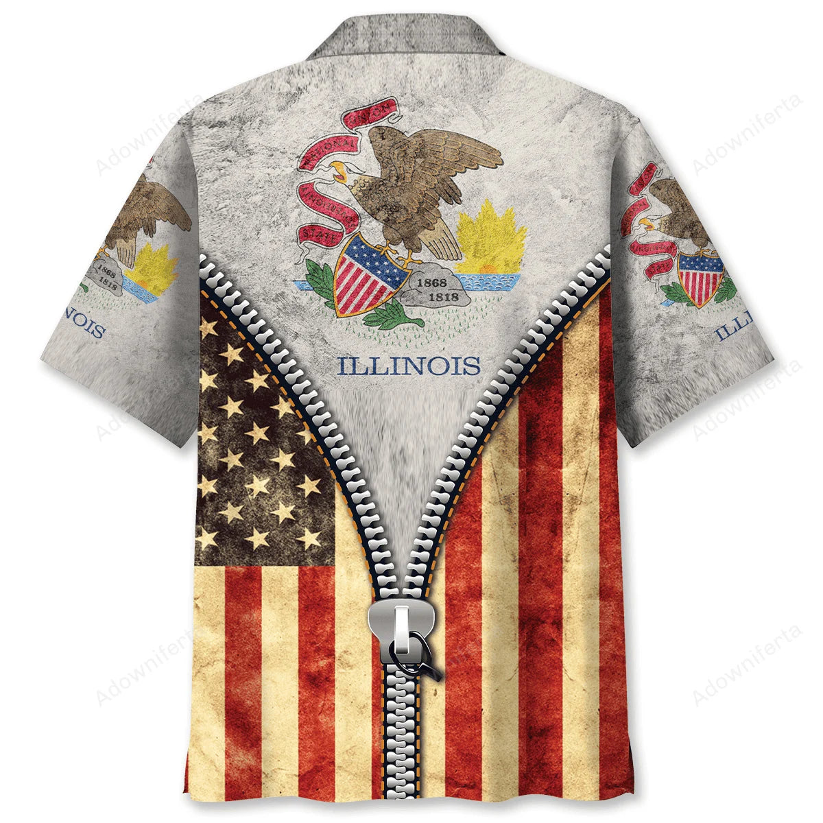 Vintage Illinois State Hawaiian Shirt, custom shirt gift for men (view 2)