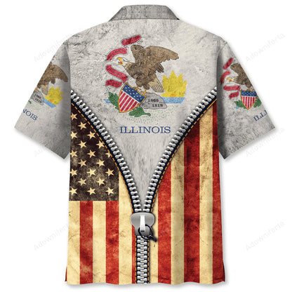 Vintage Illinois State Hawaiian Shirt, custom shirt gift for men (view 2)