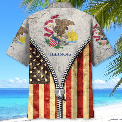 Vintage Illinois State Hawaiian Shirt, custom shirt gift for men (view 3)