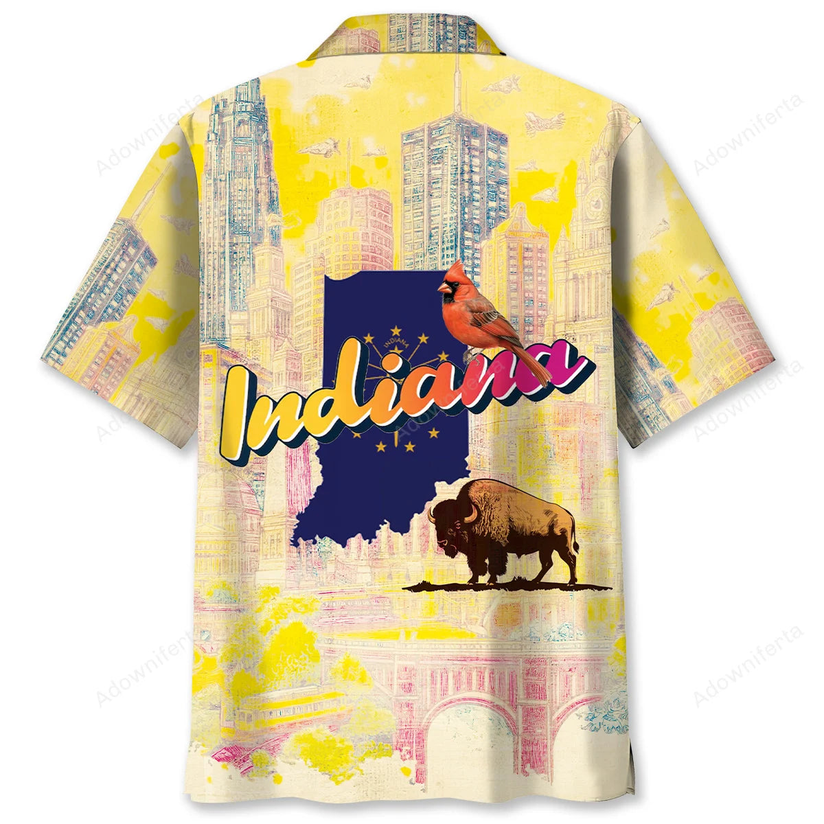 Vintage Indiana State Art Hawaiian Shirt, custom shirt gift for men (view 2)
