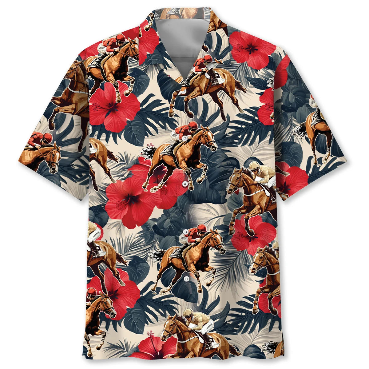 Vintage Jockey Horse Racing Hibiscus Hawaiian Shirt, custom shirt gift for men
