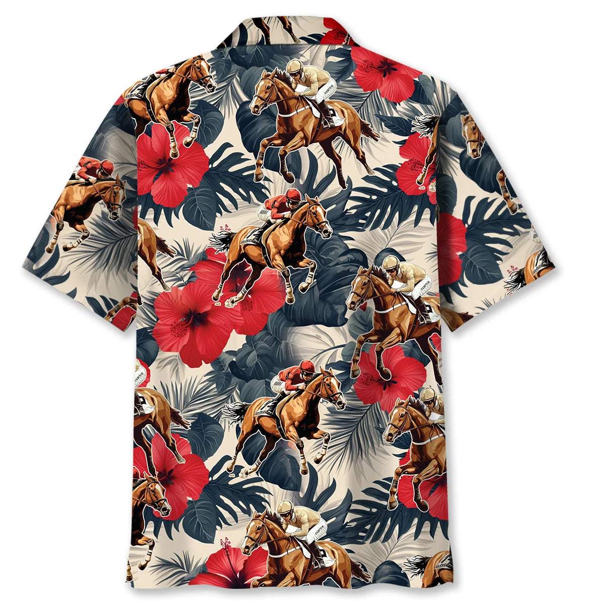 Vintage Jockey Horse Racing Hibiscus Hawaiian Shirt, custom shirt gift for men (view 3)