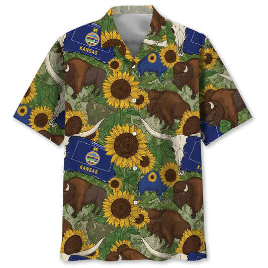 Vintage Kansas State Doodle Art Hawaiian Shirt, custom shirt gift for men