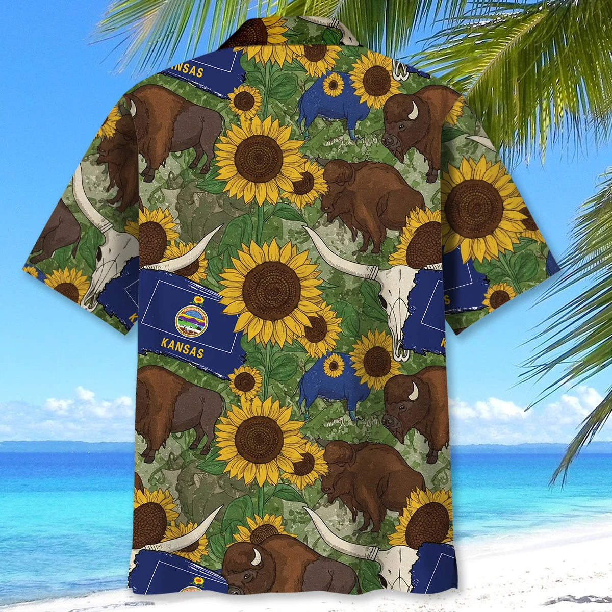 Vintage Kansas State Doodle Art Hawaiian Shirt, custom shirt gift for men (view 3)