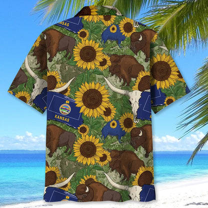 Vintage Kansas State Doodle Art Hawaiian Shirt, custom shirt gift for men (view 3)