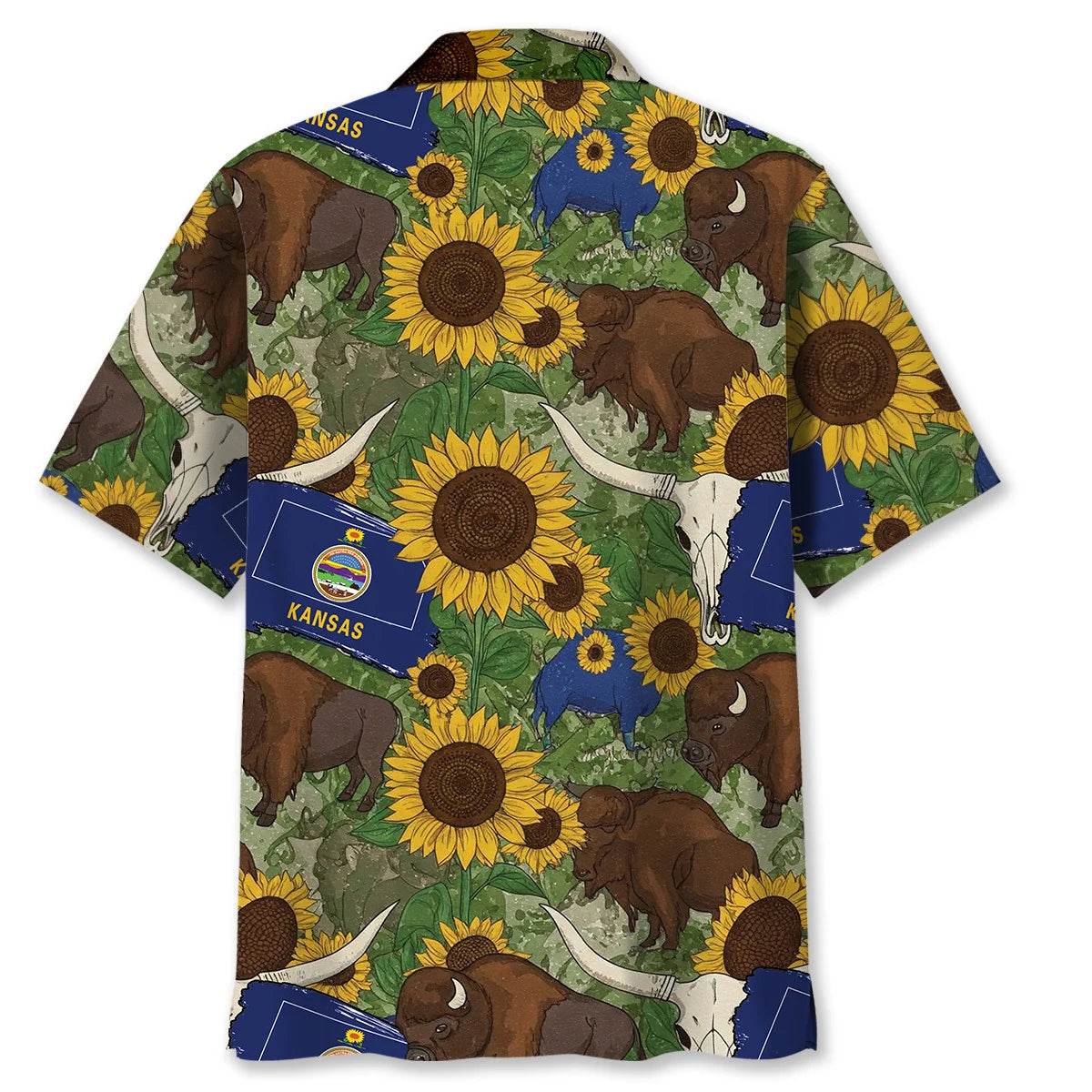 Vintage Kansas State Doodle Art Hawaiian Shirt, custom shirt gift for men (view 4)