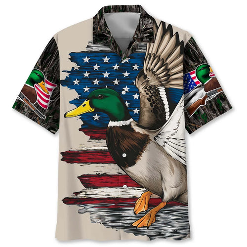 Vintage Mallard Duck Hunting Camo Hawaiian Shirt, custom shirt gift for men
