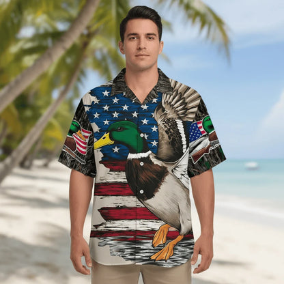 Vintage Mallard Duck Hunting Camo Hawaiian Shirt, custom shirt gift for men (view 3)