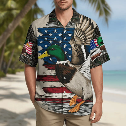 Vintage Mallard Duck Hunting Camo Hawaiian Shirt, custom shirt gift for men (view 4)