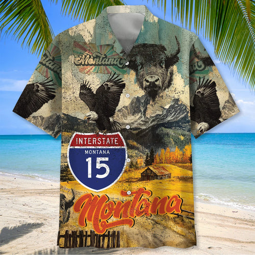 Vintage Montana State Hawaiian Shirt, custom shirt gift for men