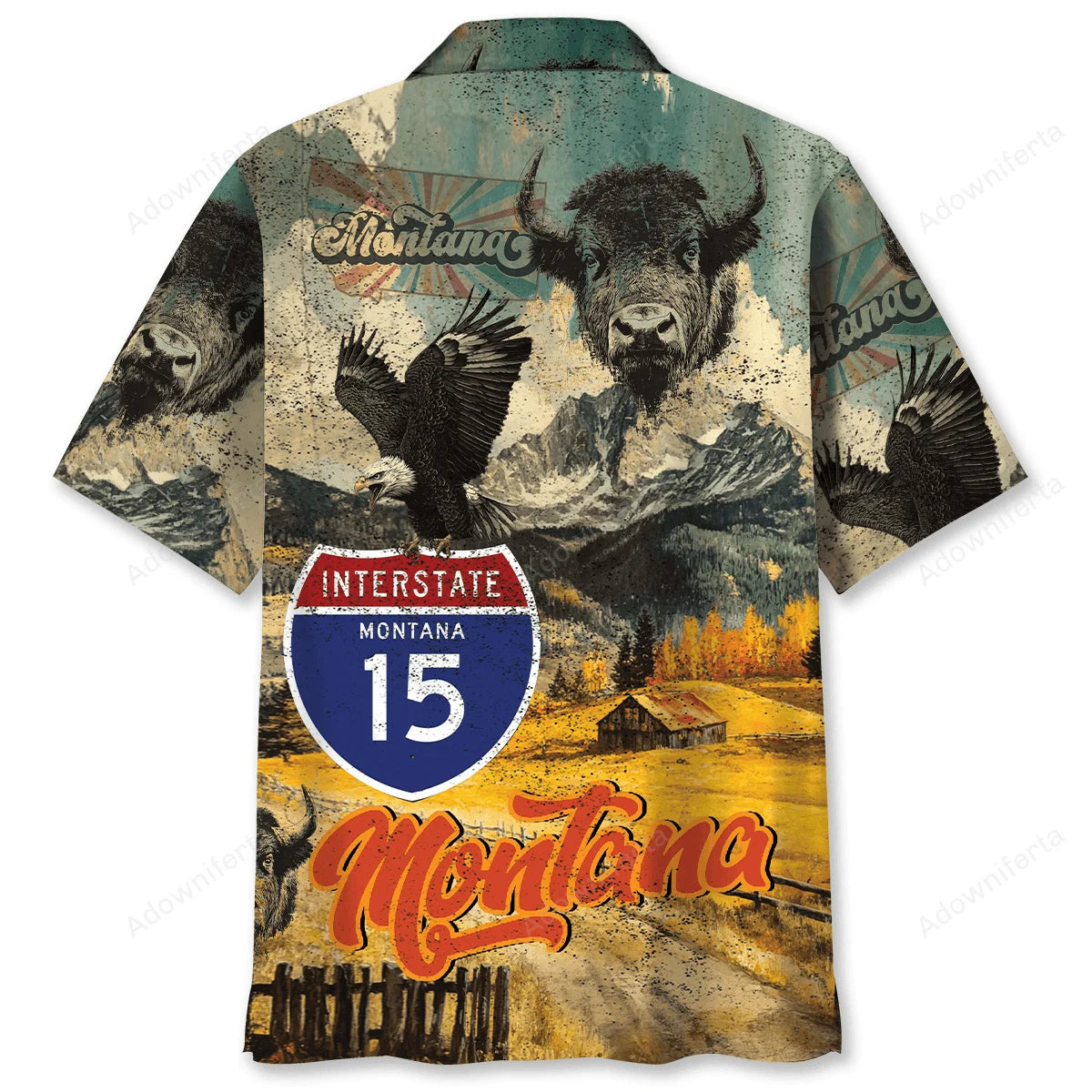 Vintage Montana State Hawaiian Shirt, custom shirt gift for men (view 2)