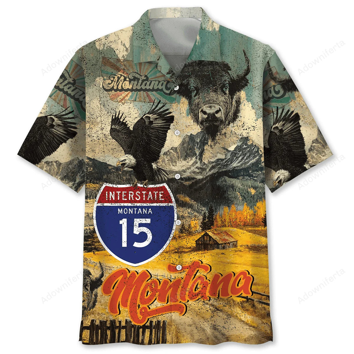Vintage Montana State Hawaiian Shirt, custom shirt gift for men (view 4)
