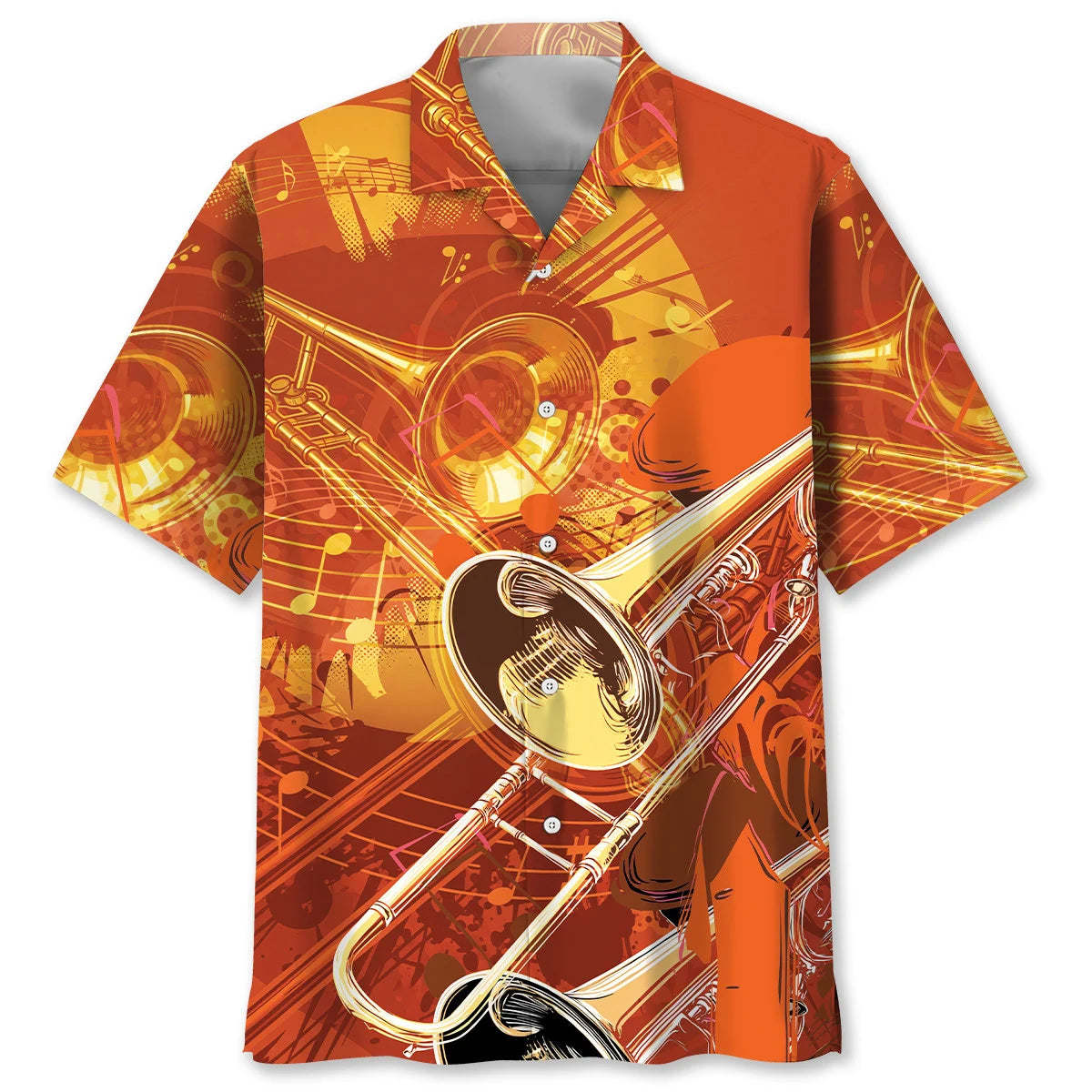 Vintage Music Trombone Hawaiian Shirt, custom shirt gift for men