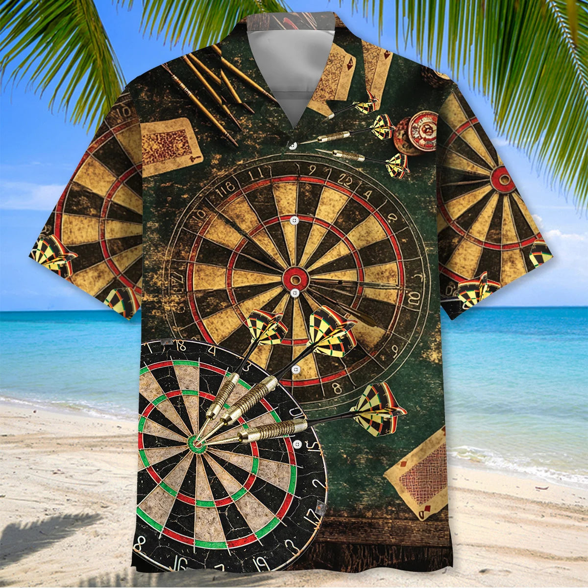 Vintage Old Darts Board Hawaiian Shirt, custom shirt gift for men (view 2)