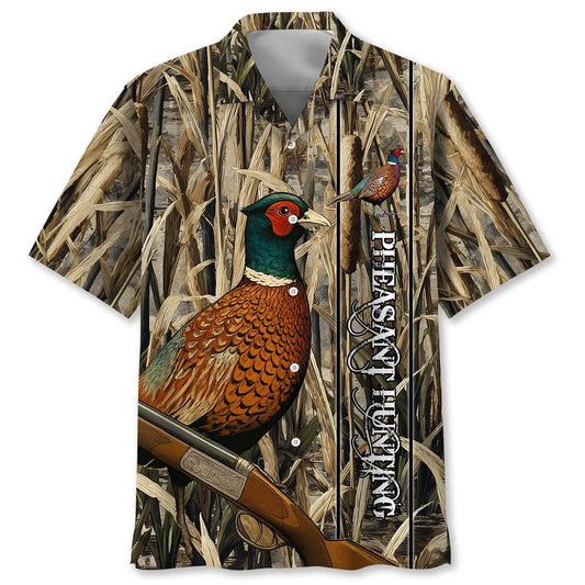 Vintage Pheasant Bird Hunting Hawaiian Shirt, custom shirt gift for men