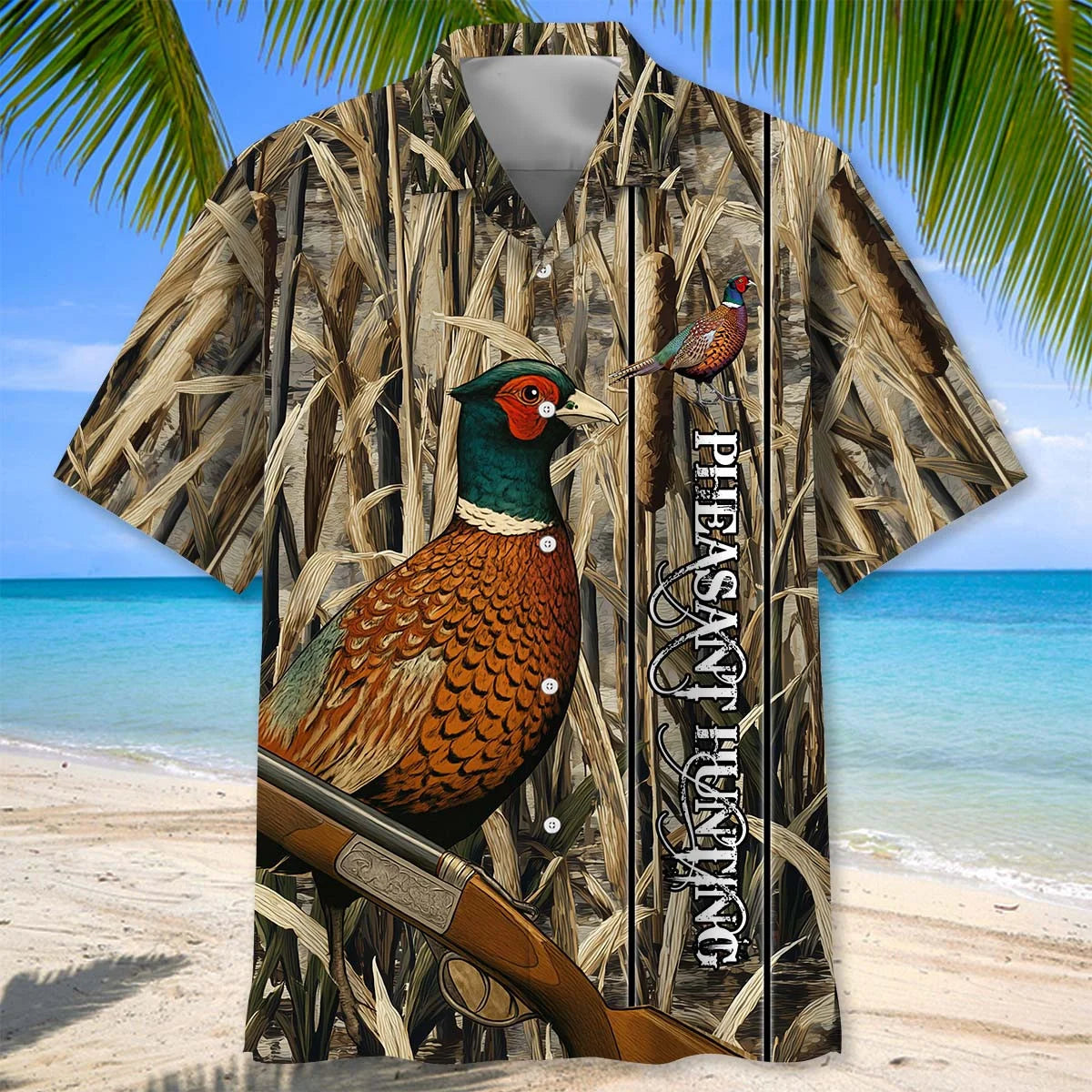 Vintage Pheasant Bird Hunting Hawaiian Shirt, custom shirt gift for men (view 2)