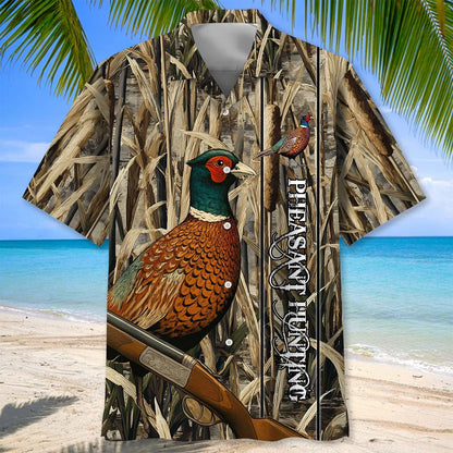 Vintage Pheasant Bird Hunting Hawaiian Shirt, custom shirt gift for men (view 2)