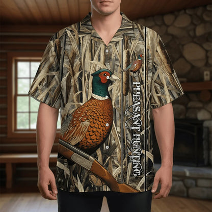 Vintage Pheasant Bird Hunting Hawaiian Shirt, custom shirt gift for men (view 4)