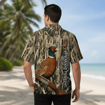 Vintage Pheasant Bird Hunting Hawaiian Shirt, custom shirt gift for men (view 5)