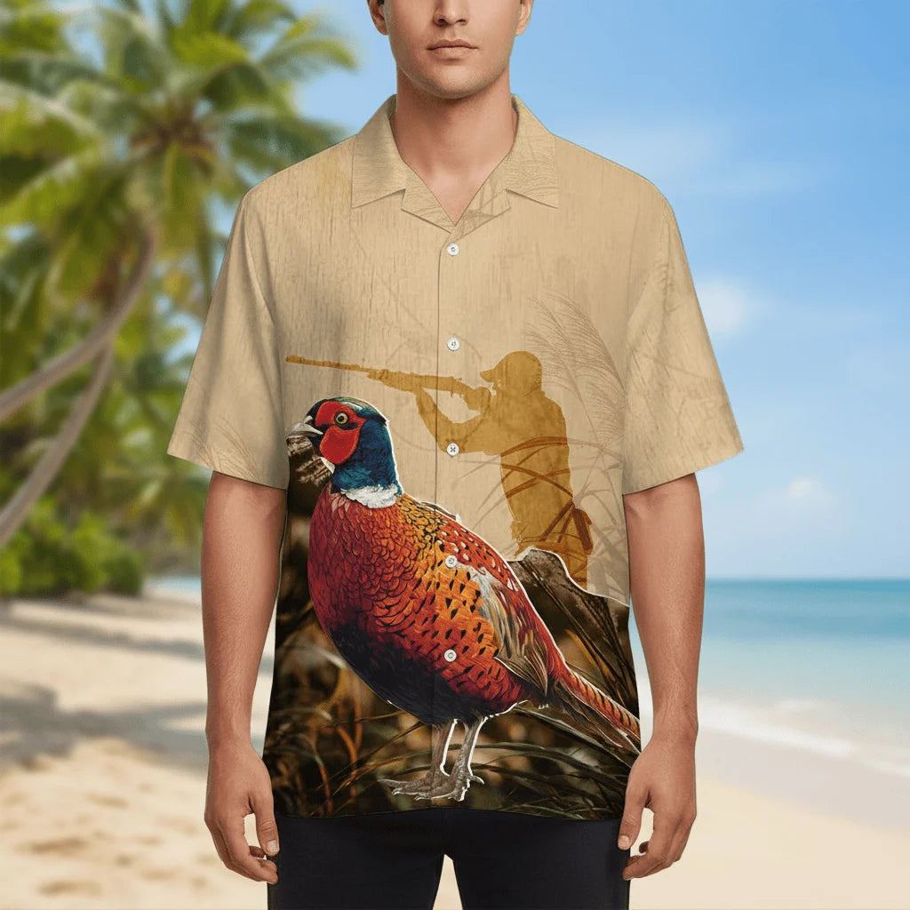 Vintage Pheasant Hunting Camo Hawaiian Shirt, custom shirt gift for men (view 3)